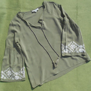 Love Tree Olive Green Embroidered Tunic SZ L